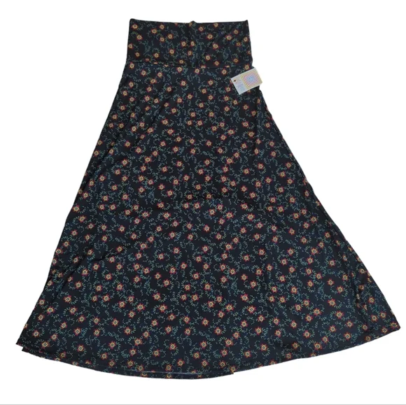 Robe Maxi LuLaRoe Taille S - Motif Fleurs Rouges Sur Fond Moutarde - Neuf Avec étiquette